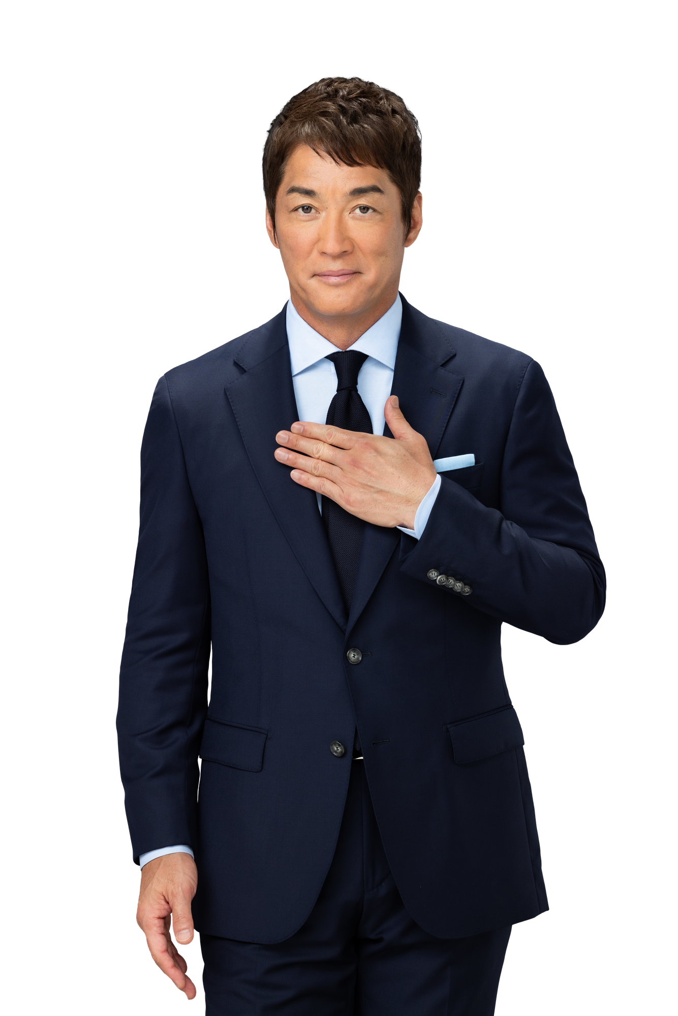 胸に手を添える長嶋一茂さん
