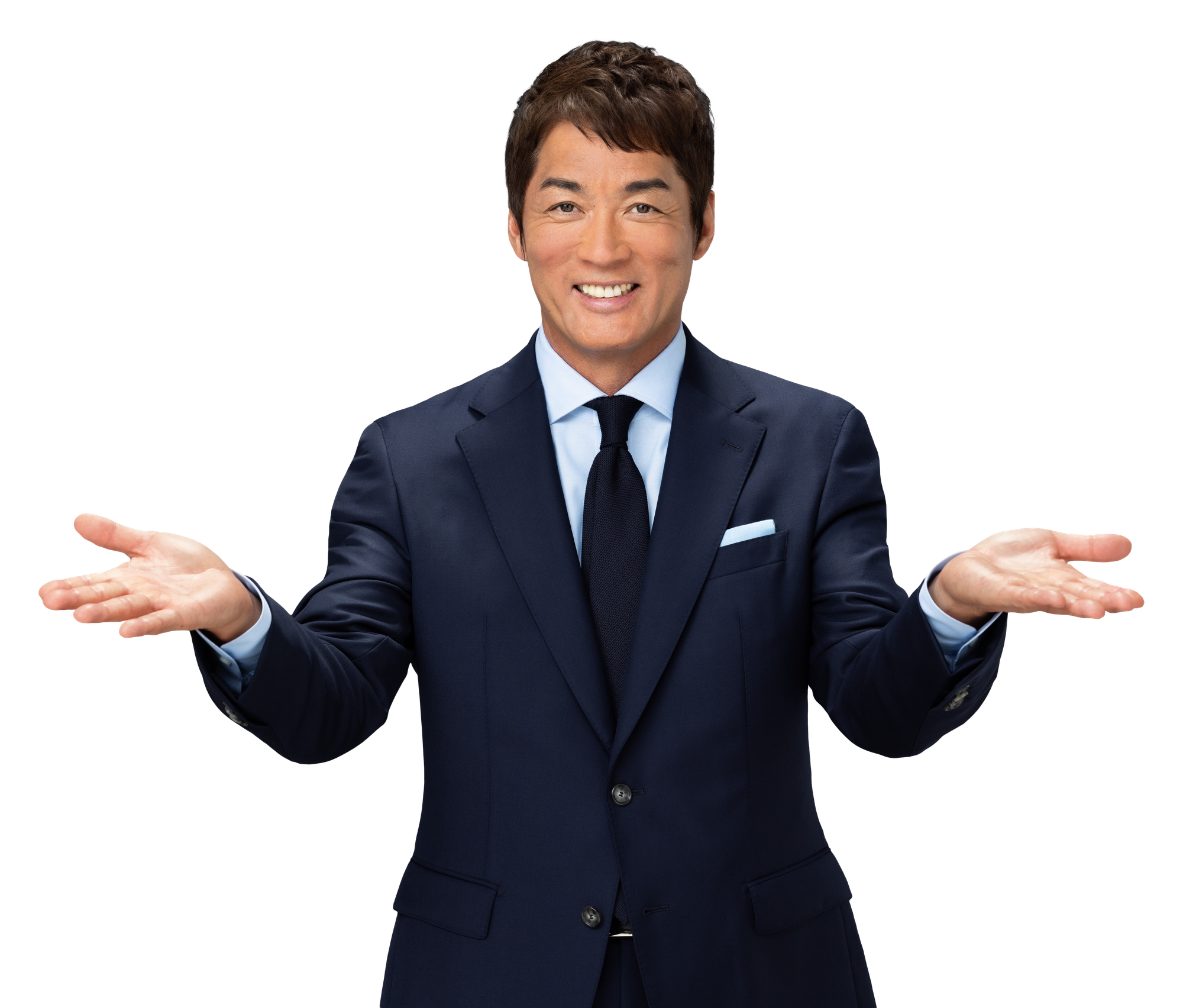 両手を広げたポーズの長嶋一茂さん