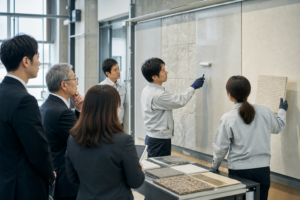前田工繊によるセブンケミカル完全子会社化で外壁防水材と企業結合資料を確認する編集写真